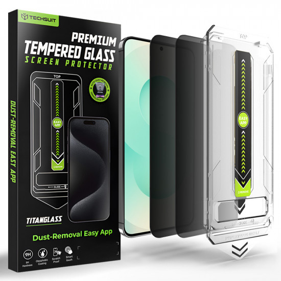 Techsuit [Fingerprint Unlock Compatible] TitanGlass CrystalHD (2 pack) Samsung Galaxy S26 Plus Privacy