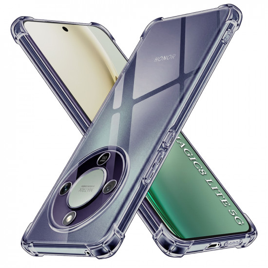 Techsuit Shockproof Clear Silicone Honor Magic8 Lite Smoke Black