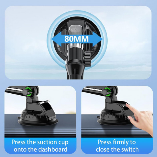 Techsuit Car Holder TabbyX (ST1) for Tablet/Phone, Flexible, 360° Adjust, Universal Black