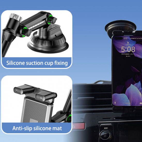 Techsuit Car Holder TabbyX (ST1) for Tablet/Phone, Flexible, 360° Adjust, Universal Black