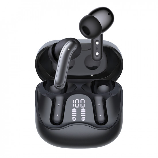 Techsuit Premium Wireless Earbuds EchoFit Pro (CW5) Bluetooth V5.4, ANC, ENC, 400mAh, Multi Connect, Fast Charging, 6 Mic Black