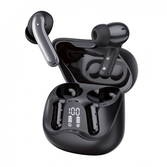 Techsuit Premium Wireless Earbuds EchoFit Pro (CW5) Bluetooth V5.4, ANC, ENC, 400mAh, Multi Connect, Fast Charging, 6 Mic Black