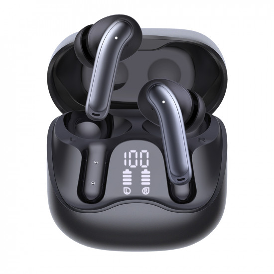 Techsuit Premium Wireless Earbuds EchoFit Pro (CW5) Bluetooth V5.4, ANC, ENC, 400mAh, Multi Connect, Fast Charging, 6 Mic Black