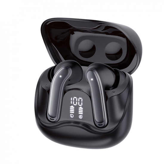 Techsuit Premium Wireless Earbuds EchoFit Pro (CW5) Bluetooth V5.4, ANC, ENC, 400mAh, Multi Connect, Fast Charging, 6 Mic Black