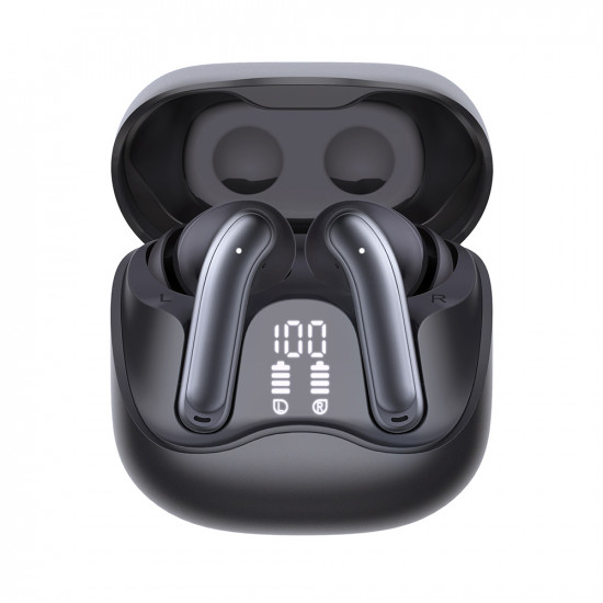 Techsuit Premium Wireless Earbuds EchoFit Pro (CW5) Bluetooth V5.4, ANC, ENC, 400mAh, Multi Connect, Fast Charging, 6 Mic Black