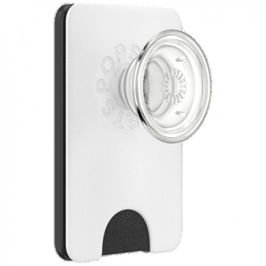 Popsockets PopWallet+ PopGrip PW+ MS G2 MagSafe Wallet Phone Holder and Stand, White and Transparent, 806926