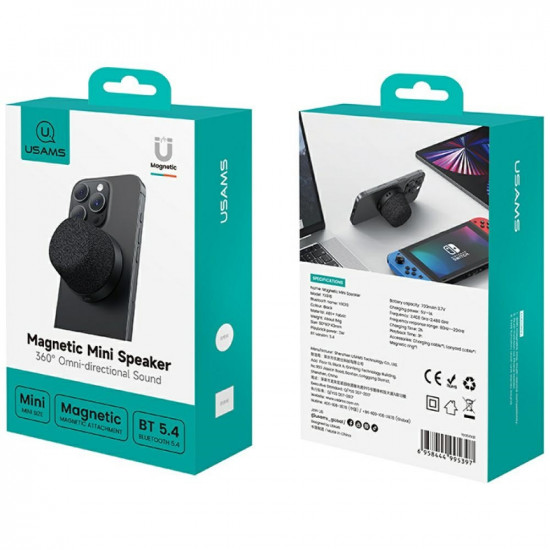 USAMS YX016 speaker magnetic Bluetooth black