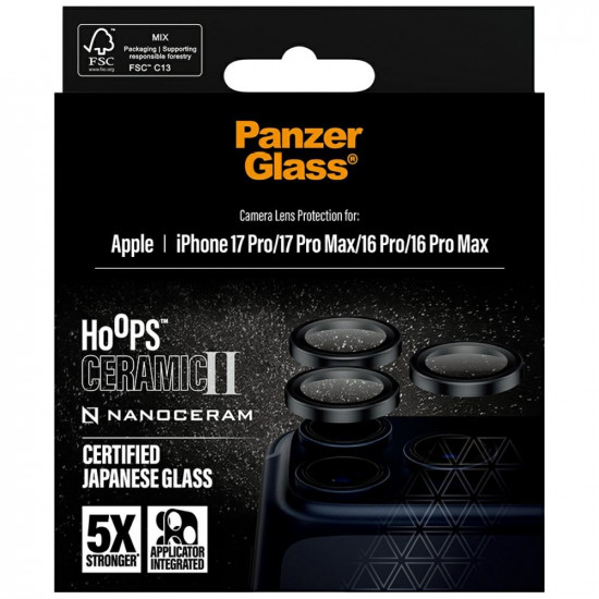 PanzerGlass Hoops Ceramic II Camera Lens Glass for iPhone 17 Pro / 17 Pro Max / 16 Pro / 16 Pro Max