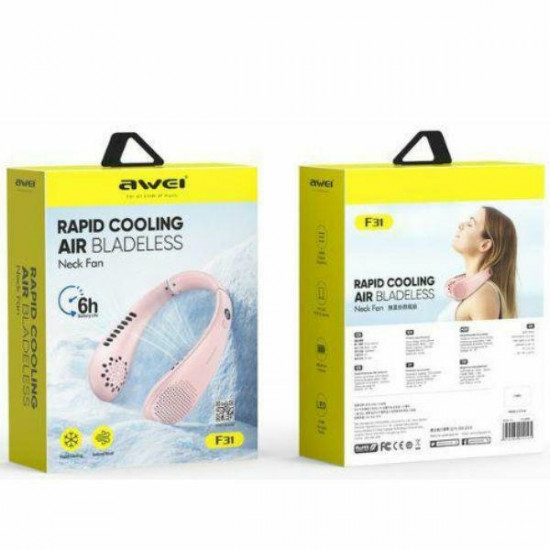AWEI Neck Fan F31 1200mAh Pink