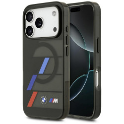 BMW M IML Metal Buttons Tricolor Lines MagSafe Case for iPhone 17 Pro Max Black
