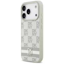 Case DKNY Checkered with Printed Stripes for iPhone 17 Pro beige