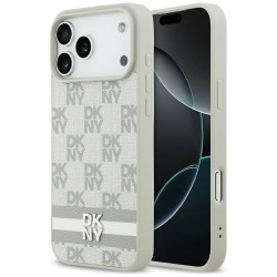 Case DKNY Checkered with Printed Stripes for iPhone 17 Pro Max beige