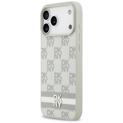 Case DKNY Checkered with Printed Stripes for iPhone 17 Pro Max beige