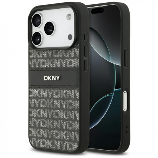Case DKNY Repeat Texture Pattern with Tonal Stripe for iPhone 17 Pro Max black Case DKNY Repeat Texture Pattern with Tonal Stripe for iPhone 17 Pro Max black