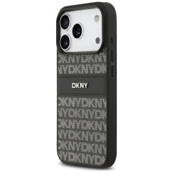 Case DKNY Repeat Texture Pattern with Tonal Stripe for iPhone 17 Pro Max black