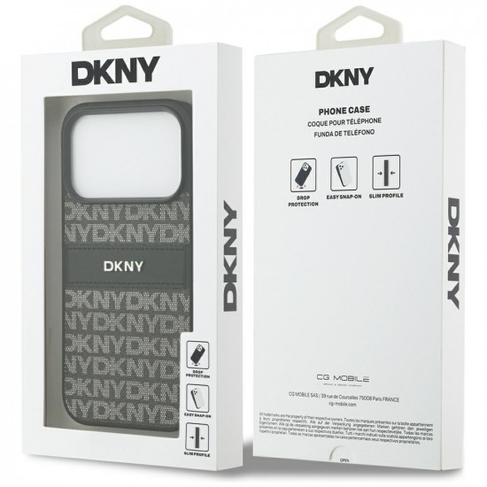 Case DKNY Repeat Texture Pattern with Tonal Stripe for iPhone 17 Pro Max black Case DKNY Repeat Texture Pattern with Tonal Stripe for iPhone 17 Pro Max black