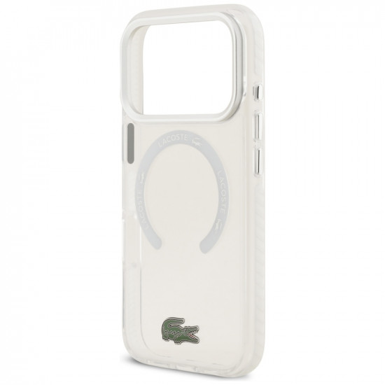 Lacoste Shockproof Transparent Frosted MagSafe Case for iPhone 17 Pro White