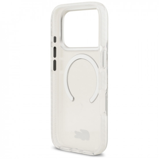 Lacoste Shockproof Transparent Frosted MagSafe Case for iPhone 17 Pro White