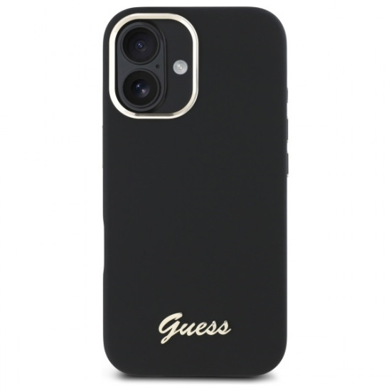Guess GUHCP16SSMBSLK iPhone 16 6.1" black hardcase Silicone Script Metal Logo &amp; Frame