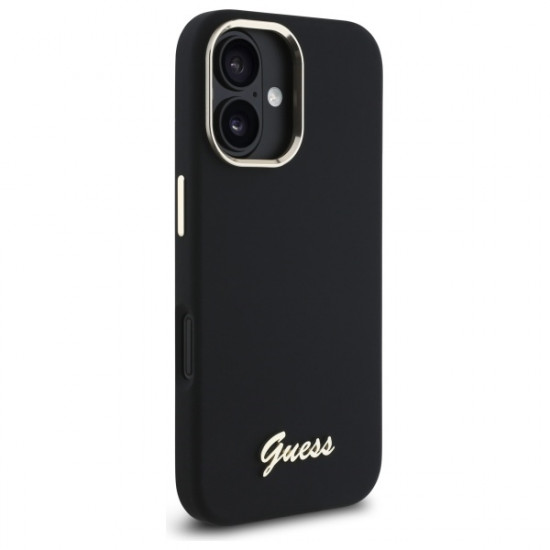 Guess GUHCP16SSMBSLK iPhone 16 6.1" black hardcase Silicone Script Metal Logo &amp; Frame