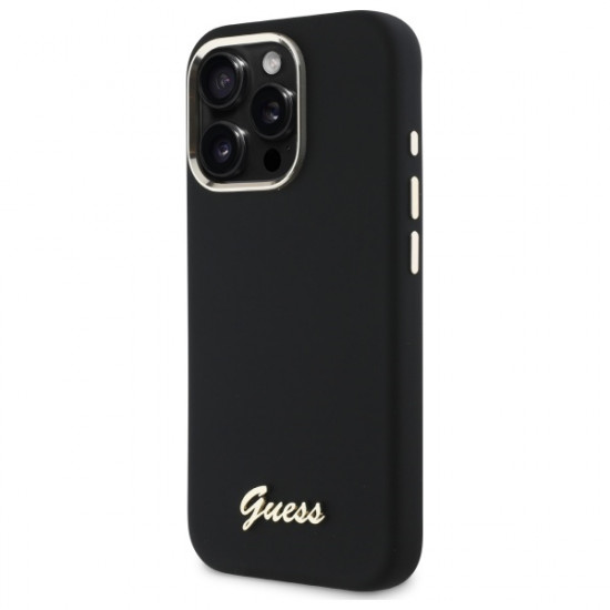 Guess GUHCP16XSMBSLK iPhone 16 Pro Max 6.9" black hardcase Silicone Script Metal Logo &amp; Frame