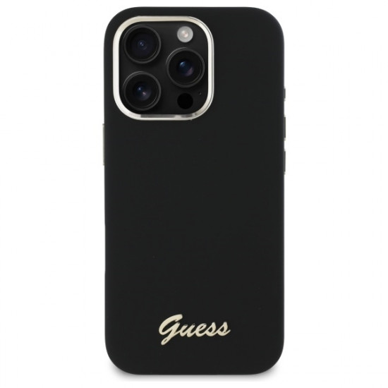 Guess GUHCP16XSMBSLK iPhone 16 Pro Max 6.9" black hardcase Silicone Script Metal Logo &amp; Frame