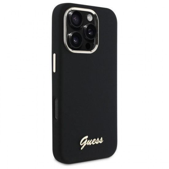 Guess GUHCP16XSMBSLK iPhone 16 Pro Max 6.9" black hardcase Silicone Script Metal Logo &amp; Frame