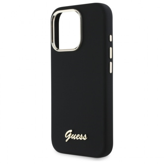 Guess GUHCP16XSMBSLK iPhone 16 Pro Max 6.9" black hardcase Silicone Script Metal Logo &amp; Frame