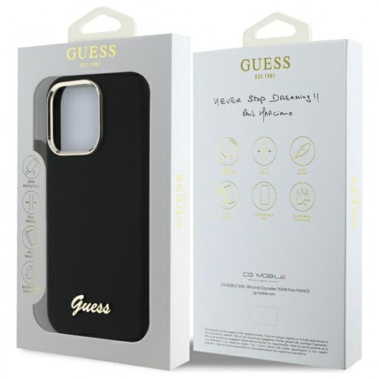 Guess GUHCP16XSMBSLK iPhone 16 Pro Max 6.9" black hardcase Silicone Script Metal Logo &amp; Frame
