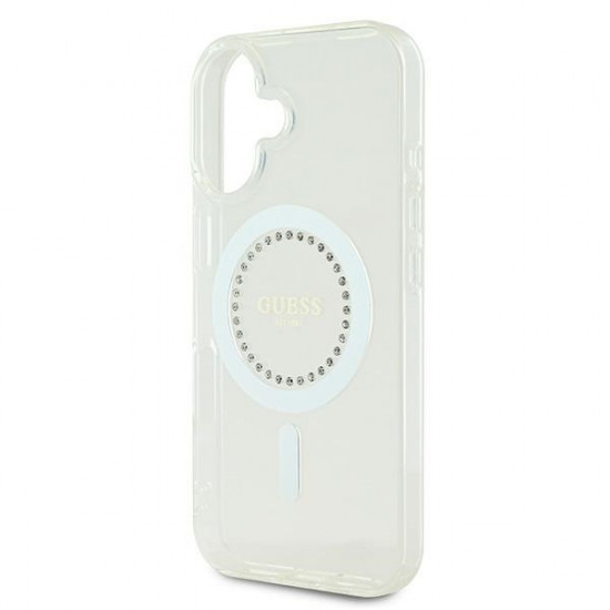 Guess GUHMP16MPFTDTEH iPhone 16 Plus 6.7" white hardcase IML Rhinestones MagSafe Guess GUHMP16MPFTDTEH iPhone 16 Plus 6.7" white hardcase IML Rhinestones MagSafe
