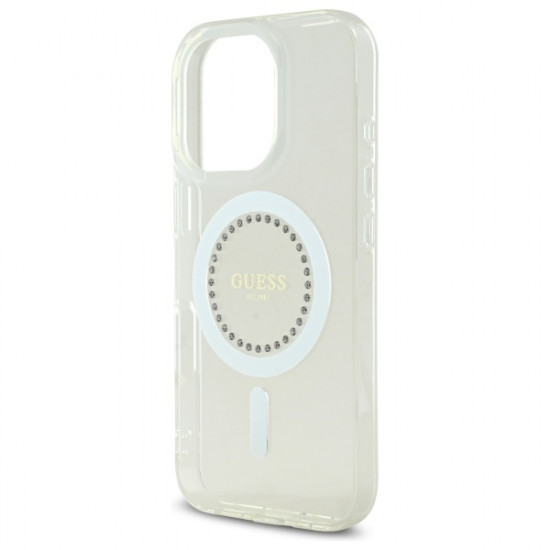 Guess GUHMP16XPFTDTEH iPhone 16 Pro Max 6.9" white hardcase IML Rhinestones MagSafe Guess GUHMP16XPFTDTEH iPhone 16 Pro Max 6.9" white hardcase IML Rhinestones MagSafe