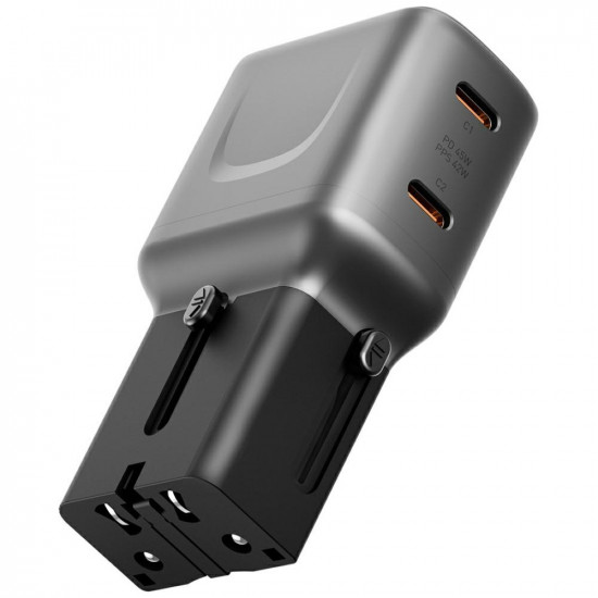 Wall charger Energea TravelGo Adapter 45 2xUSB-C 45W graphite-black