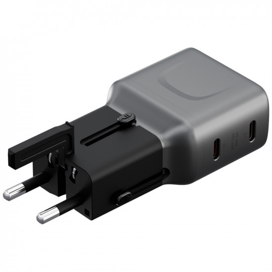 Wall charger Energea TravelGo Adapter 45 2xUSB-C 45W graphite-black