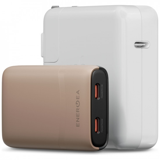 Wall charger Energea TravelWorld Edge 65W 2xUSB-C PD/PPS/QC3.0 (US/UK/EU) gold