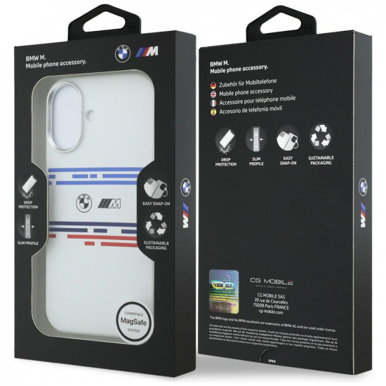 BMW M Silicon Horizontal Line MagSafe Case for iPhone 17 White