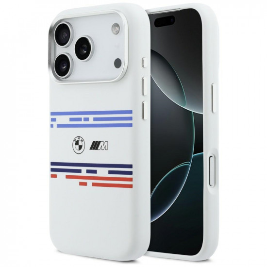 BMW M Silicon Horizontal Line MagSafe Case for iPhone 17 Pro White