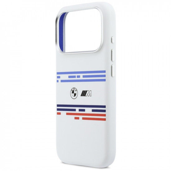 BMW M Silicon Horizontal Line MagSafe Case for iPhone 17 Pro White