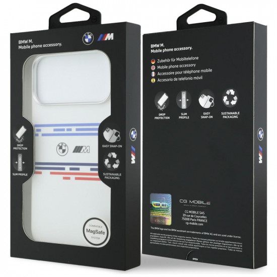 BMW M Silicon Horizontal Line MagSafe Case for iPhone 17 Pro Max White