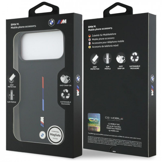 BMW M Silicon Tricolor Line MagSafe Case for iPhone 17 Pro Max Black