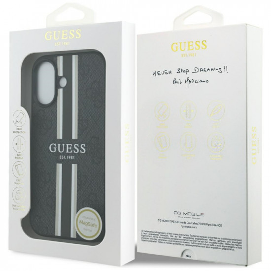 Case Guess 4G Printed Stripes MagSafe for iPhone 17 black