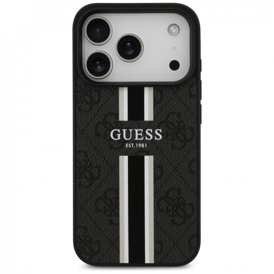 Case Guess 4G Printed Stripes MagSafe for iPhone 17 Pro black