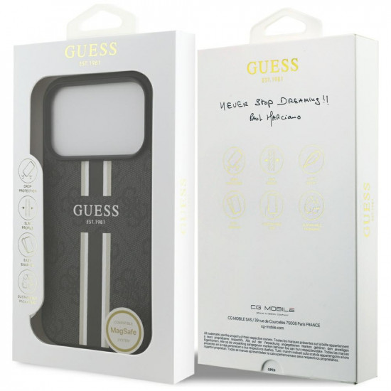 Case Guess 4G Printed Stripes MagSafe for iPhone 17 Pro black