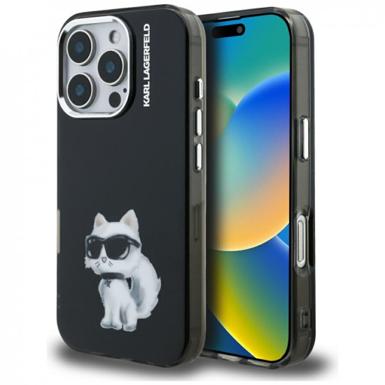 Case Karl Lagerfeld IML Aquarelle Choupette &amp; Logo for iPhone 16 Pro Max black