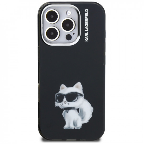 Case Karl Lagerfeld IML Aquarelle Choupette &amp; Logo for iPhone 16 Pro Max black