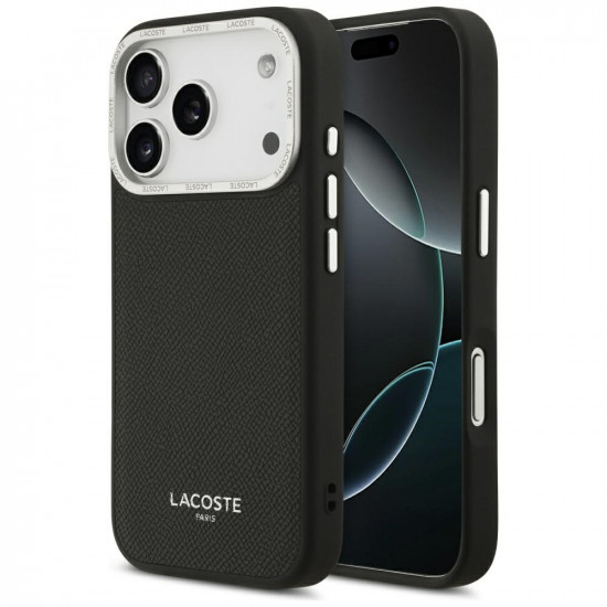 Lacoste Champs Elysees Silver Logo MagSafe Case for iPhone 17 Pro Black
