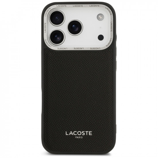 Lacoste Champs Elysees Silver Logo MagSafe Case for iPhone 17 Pro Black