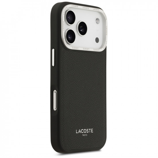 Lacoste Champs Elysees Silver Logo MagSafe Case for iPhone 17 Pro Black