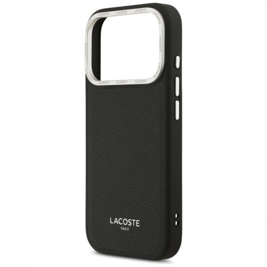 Lacoste Champs Elysees Silver Logo MagSafe Case for iPhone 17 Pro Black