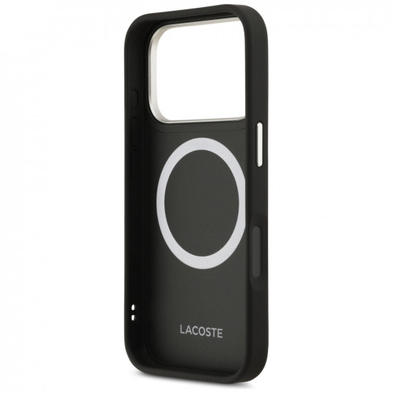 Lacoste Champs Elysees Silver Logo MagSafe Case for iPhone 17 Pro Black