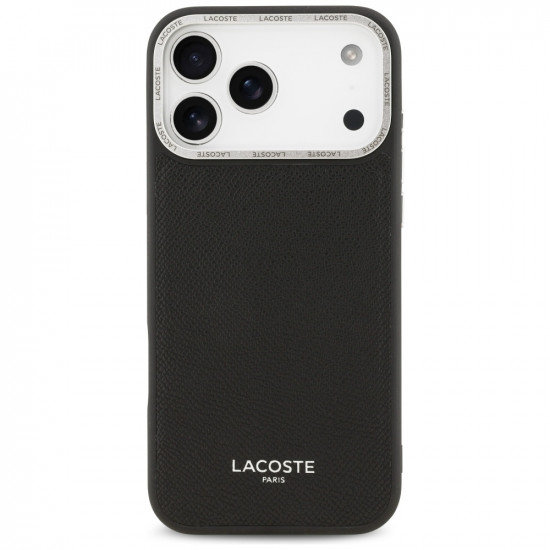 Lacoste Champs Elysees Silver Logo MagSafe Case for iPhone 17 Pro Max Black